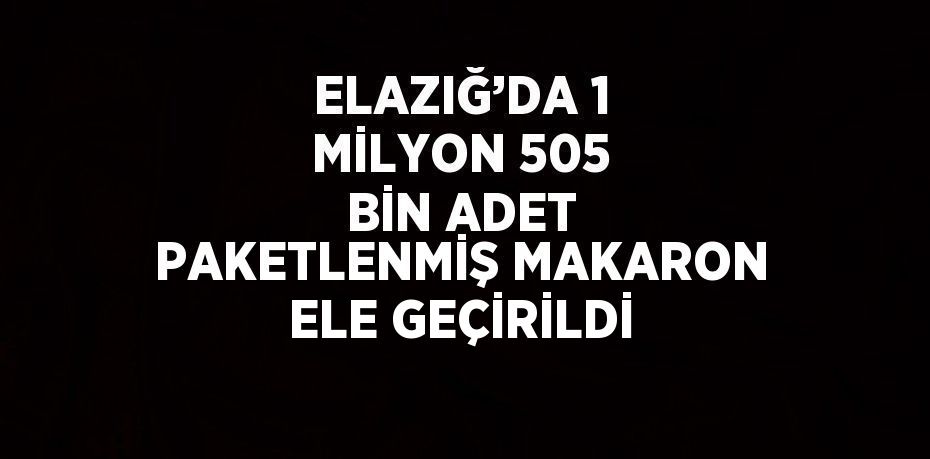 ELAZIĞ’DA 1 MİLYON 505 BİN ADET PAKETLENMİŞ MAKARON ELE GEÇİRİLDİ