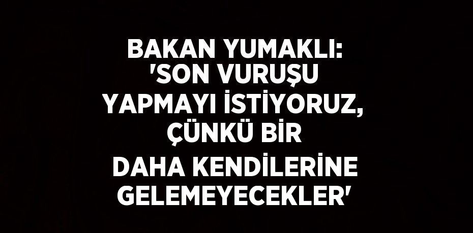 BAKAN YUMAKLI: 'SON VURUŞU YAPMAYI İSTİYORUZ, ÇÜNKÜ BİR DAHA KENDİLERİNE GELEMEYECEKLER'