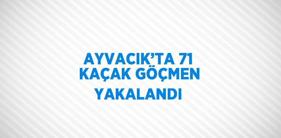 AYVACIK’TA 71 KAÇAK GÖÇMEN YAKALANDI