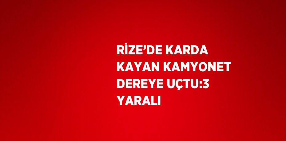 RİZE’DE KARDA KAYAN KAMYONET DEREYE UÇTU:3 YARALI