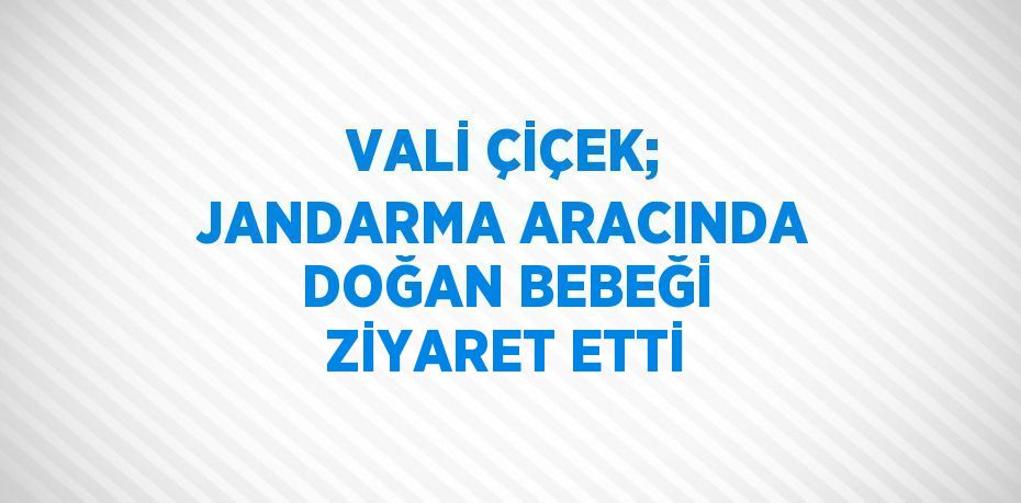 VALİ ÇİÇEK; JANDARMA ARACINDA DOĞAN BEBEĞİ ZİYARET ETTİ