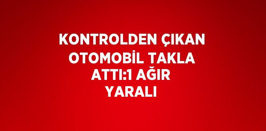 KONTROLDEN ÇIKAN OTOMOBİL TAKLA ATTI:1 AĞIR YARALI