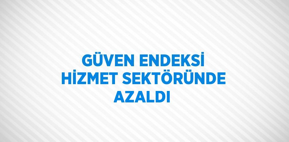 GÜVEN ENDEKSİ HİZMET SEKTÖRÜNDE AZALDI