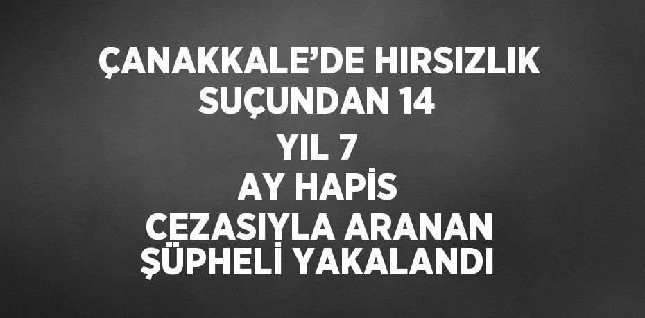 ÇANAKKALE’DE HIRSIZLIK SUÇUNDAN 14 YIL 7 AY HAPİS CEZASIYLA ARANAN ŞÜPHELİ YAKALANDI