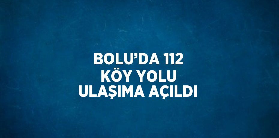 BOLU’DA 112 KÖY YOLU ULAŞIMA AÇILDI