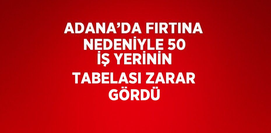 ADANA’DA FIRTINA NEDENİYLE 50 İŞ YERİNİN TABELASI ZARAR GÖRDÜ