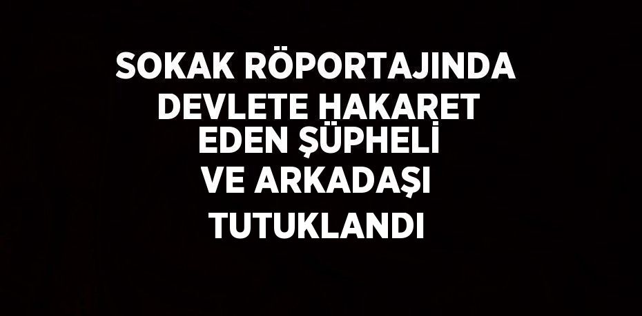 SOKAK RÖPORTAJINDA DEVLETE HAKARET EDEN ŞÜPHELİ VE ARKADAŞI TUTUKLANDI
