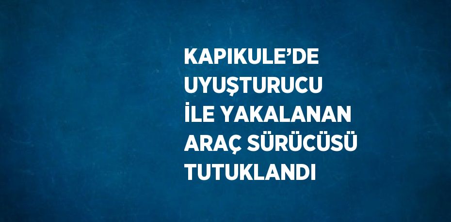 KAPIKULE’DE UYUŞTURUCU İLE YAKALANAN ARAÇ SÜRÜCÜSÜ TUTUKLANDI