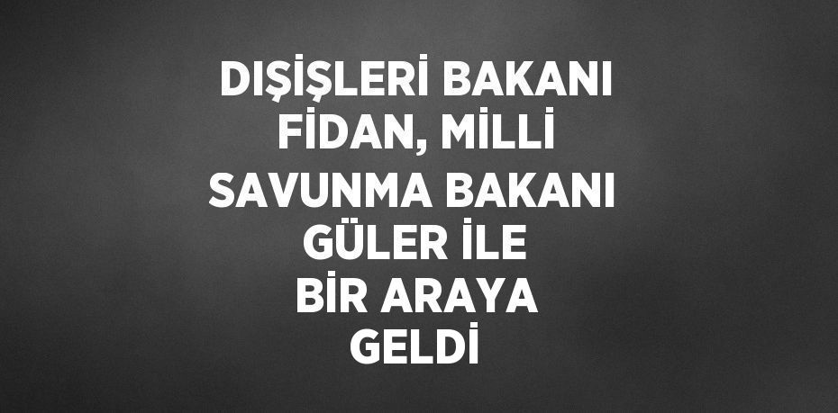 DIŞİŞLERİ BAKANI FİDAN, MİLLİ SAVUNMA BAKANI GÜLER İLE BİR ARAYA GELDİ