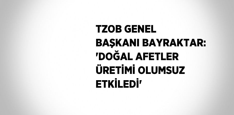 TZOB GENEL BAŞKANI BAYRAKTAR: 'DOĞAL AFETLER ÜRETİMİ OLUMSUZ ETKİLEDİ'