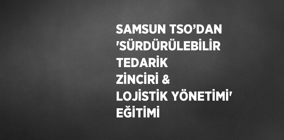 SAMSUN TSO’DAN 'SÜRDÜRÜLEBİLİR TEDARİK ZİNCİRİ & LOJİSTİK YÖNETİMİ' EĞİTİMİ