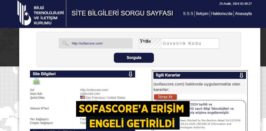 SOFASCORE’A ERİŞİM ENGELİ GETİRİLDİ