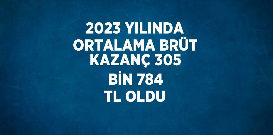 2023 YILINDA ORTALAMA BRÜT KAZANÇ 305 BİN 784 TL OLDU