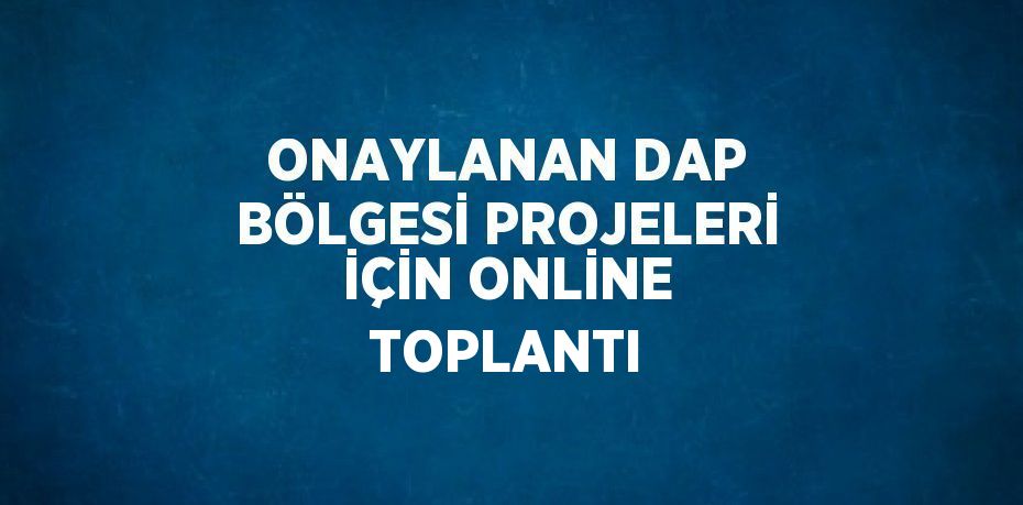 ONAYLANAN DAP BÖLGESİ PROJELERİ İÇİN ONLİNE TOPLANTI