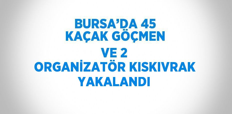 BURSA’DA 45 KAÇAK GÖÇMEN VE 2 ORGANİZATÖR KISKIVRAK YAKALANDI