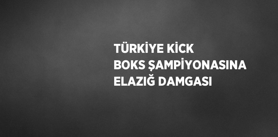 TÜRKİYE KİCK BOKS ŞAMPİYONASINA ELAZIĞ DAMGASI