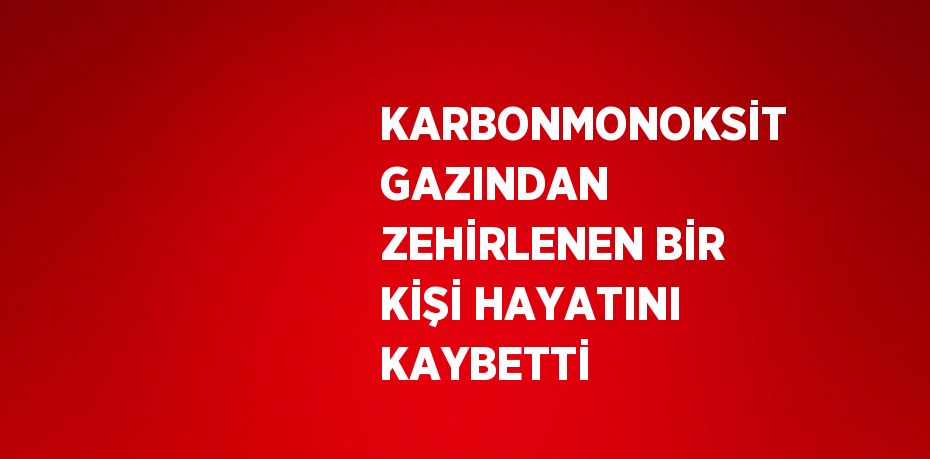 KARBONMONOKSİT GAZINDAN ZEHİRLENEN BİR KİŞİ HAYATINI KAYBETTİ