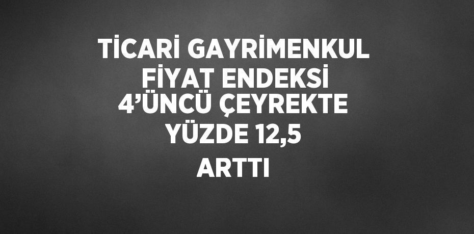 TİCARİ GAYRİMENKUL FİYAT ENDEKSİ 4’ÜNCÜ ÇEYREKTE YÜZDE 12,5 ARTTI