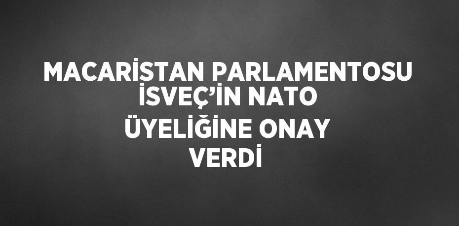 MACARİSTAN PARLAMENTOSU İSVEÇ’İN NATO ÜYELİĞİNE ONAY VERDİ