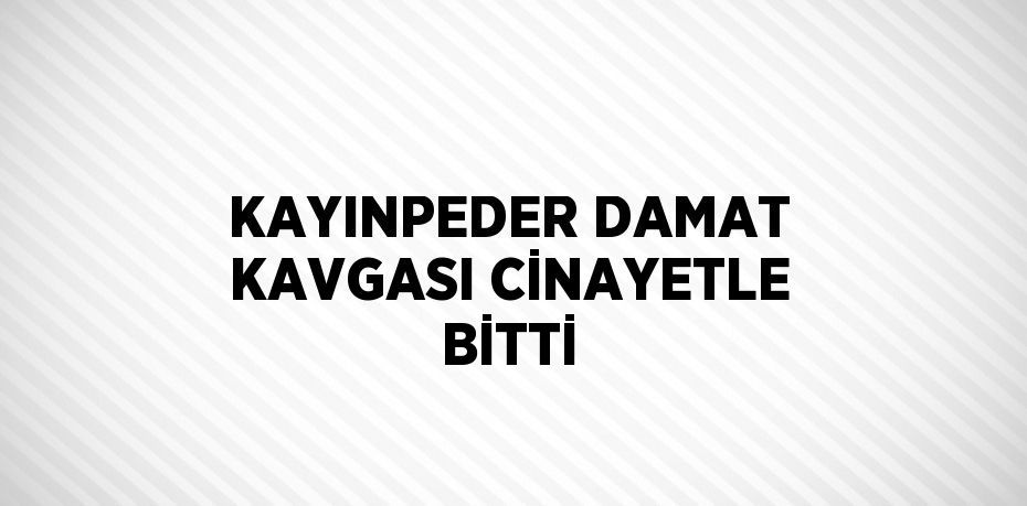 KAYINPEDER DAMAT KAVGASI CİNAYETLE BİTTİ