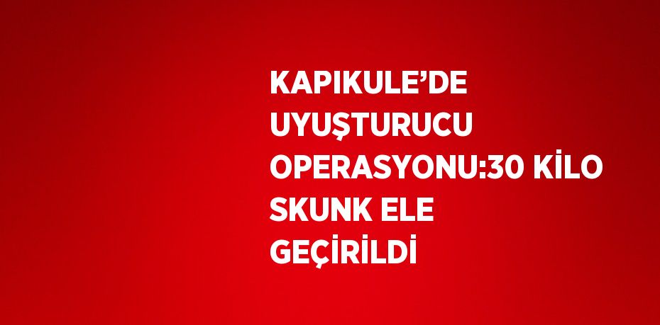 KAPIKULE’DE UYUŞTURUCU OPERASYONU:30 KİLO SKUNK ELE GEÇİRİLDİ