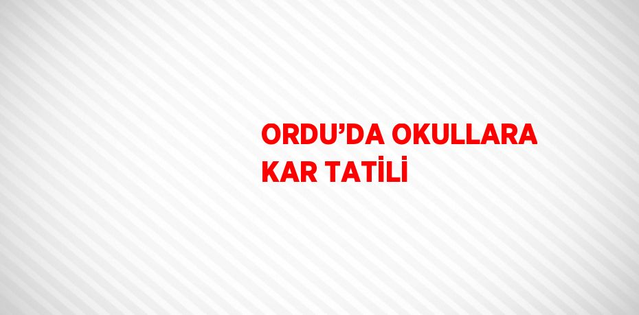 ORDU’DA OKULLARA KAR TATİLİ