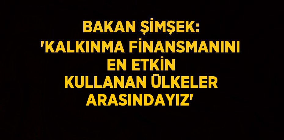 BAKAN ŞİMŞEK: 'KALKINMA FİNANSMANINI EN ETKİN KULLANAN ÜLKELER ARASINDAYIZ'