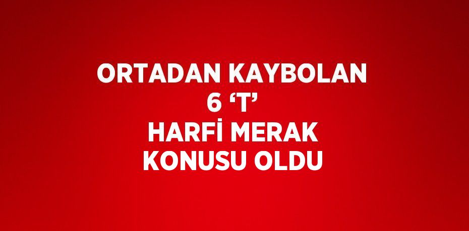 ORTADAN KAYBOLAN 6 ‘T’ HARFİ MERAK KONUSU OLDU