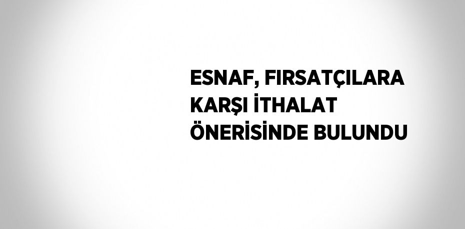 ESNAF, FIRSATÇILARA KARŞI İTHALAT ÖNERİSİNDE BULUNDU