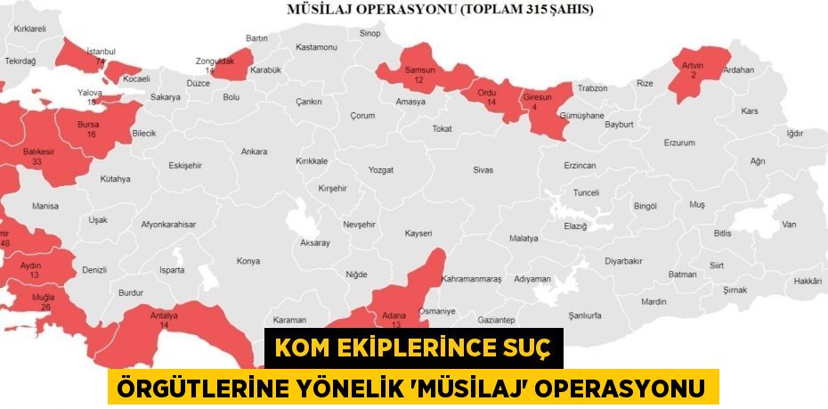 KOM ekiplerince suç örgütlerine yönelik “Müsilaj” operasyonu