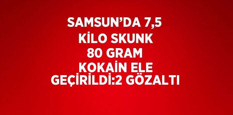 SAMSUN’DA 7,5 KİLO SKUNK 80 GRAM KOKAİN ELE GEÇİRİLDİ:2 GÖZALTI