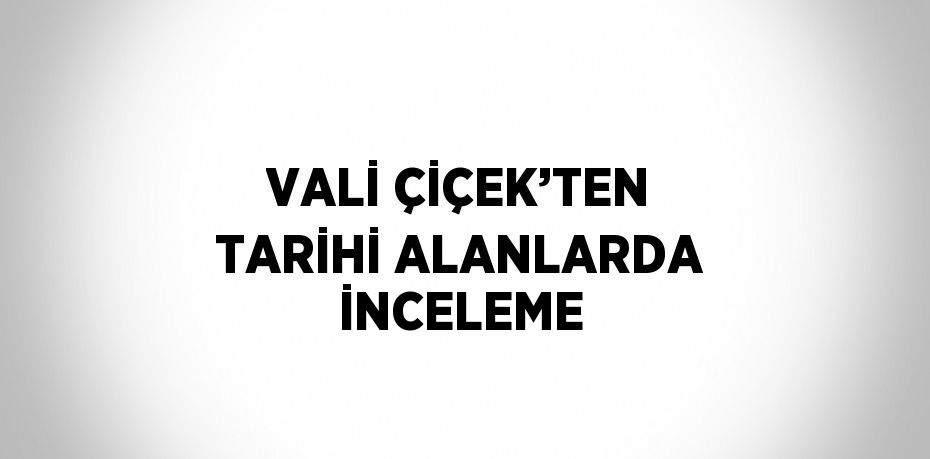 VALİ ÇİÇEK’TEN TARİHİ ALANLARDA İNCELEME