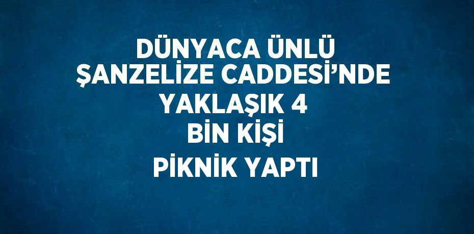 DÜNYACA ÜNLÜ ŞANZELİZE CADDESİ’NDE YAKLAŞIK 4 BİN KİŞİ PİKNİK YAPTI