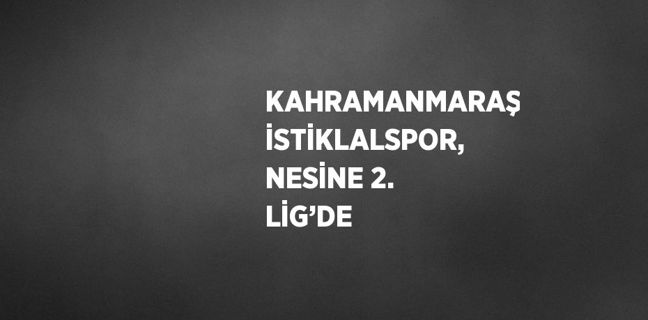 KAHRAMANMARAŞ İSTİKLALSPOR, NESİNE 2. LİG’DE