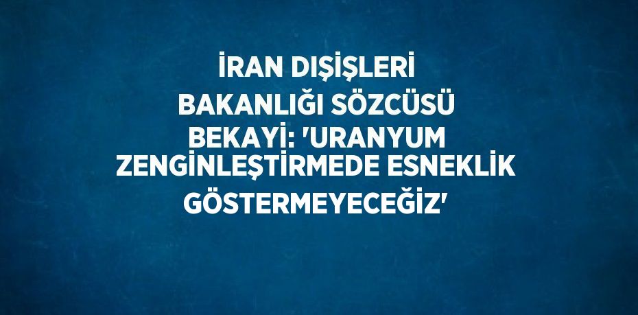 İRAN DIŞİŞLERİ BAKANLIĞI SÖZCÜSÜ BEKAYİ: 'URANYUM ZENGİNLEŞTİRMEDE ESNEKLİK GÖSTERMEYECEĞİZ'
