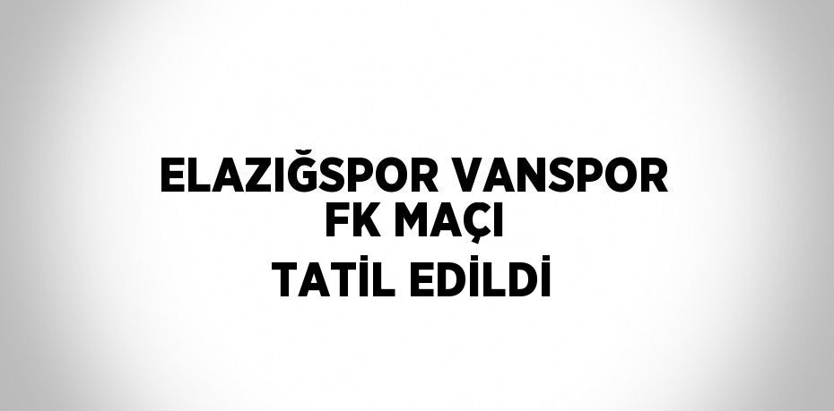 ELAZIĞSPOR VANSPOR FK MAÇI TATİL EDİLDİ