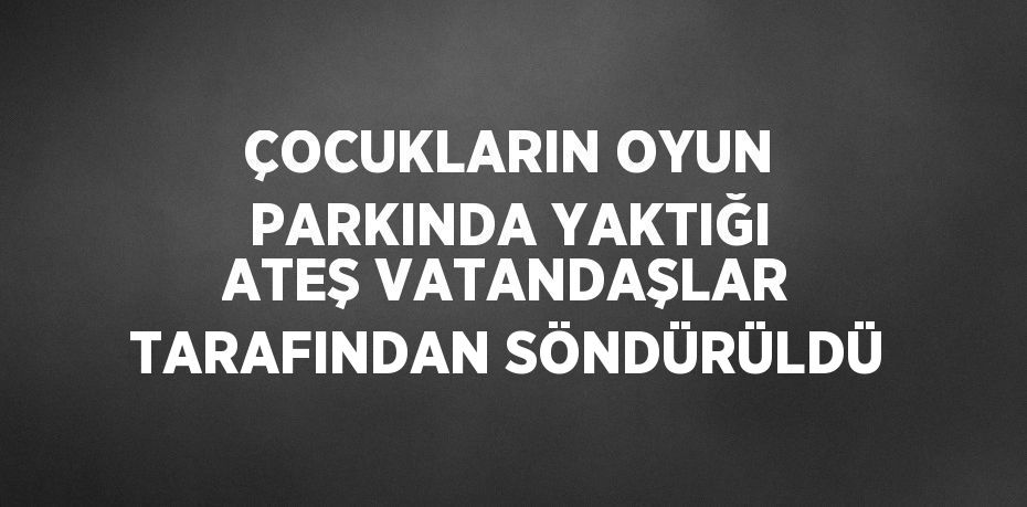 ÇOCUKLARIN OYUN PARKINDA YAKTIĞI ATEŞ VATANDAŞLAR TARAFINDAN SÖNDÜRÜLDÜ
