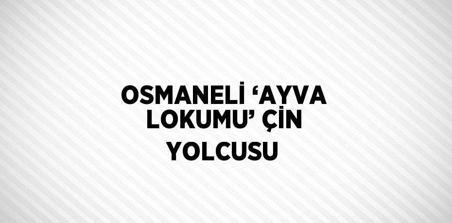 OSMANELİ ‘AYVA LOKUMU’ ÇİN YOLCUSU