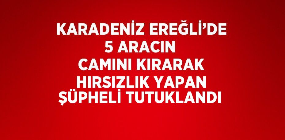 KARADENİZ EREĞLİ’DE 5 ARACIN CAMINI KIRARAK HIRSIZLIK YAPAN ŞÜPHELİ TUTUKLANDI