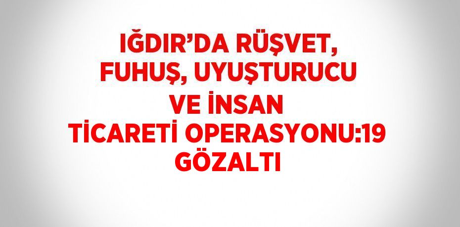 IĞDIR’DA RÜŞVET, FUHUŞ, UYUŞTURUCU VE İNSAN TİCARETİ OPERASYONU:19 GÖZALTI