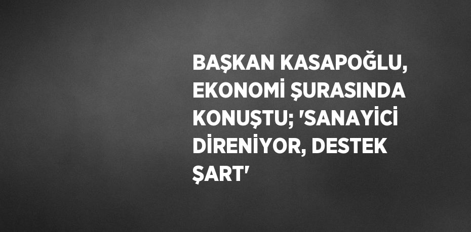 BAŞKAN KASAPOĞLU, EKONOMİ ŞURASINDA KONUŞTU; 'SANAYİCİ DİRENİYOR, DESTEK ŞART'