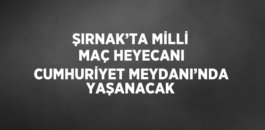 ŞIRNAK’TA MİLLİ MAÇ HEYECANI CUMHURİYET MEYDANI’NDA YAŞANACAK