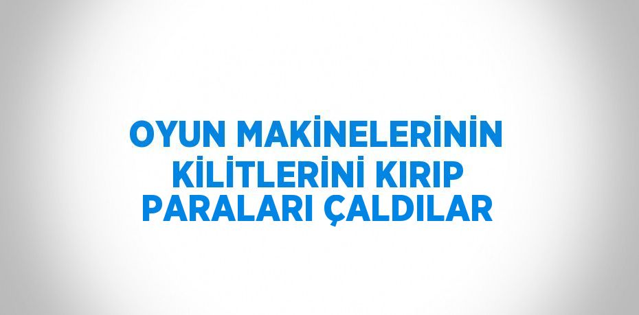 OYUN MAKİNELERİNİN KİLİTLERİNİ KIRIP PARALARI ÇALDILAR