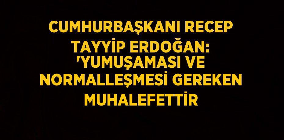 CUMHURBAŞKANI RECEP TAYYİP ERDOĞAN: 'YUMUŞAMASI VE NORMALLEŞMESİ GEREKEN MUHALEFETTİR