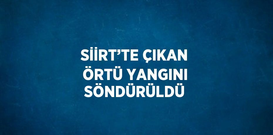 SİİRT’TE ÇIKAN ÖRTÜ YANGINI SÖNDÜRÜLDÜ