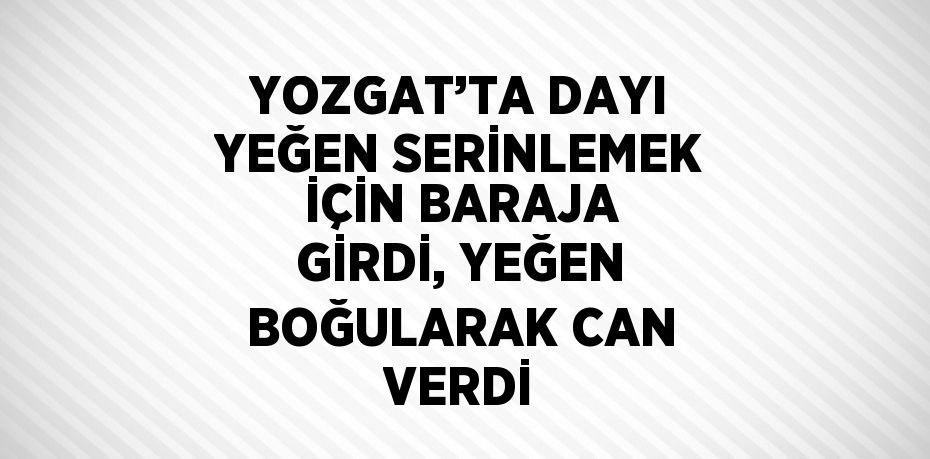 YOZGAT’TA DAYI YEĞEN SERİNLEMEK İÇİN BARAJA GİRDİ, YEĞEN BOĞULARAK CAN VERDİ