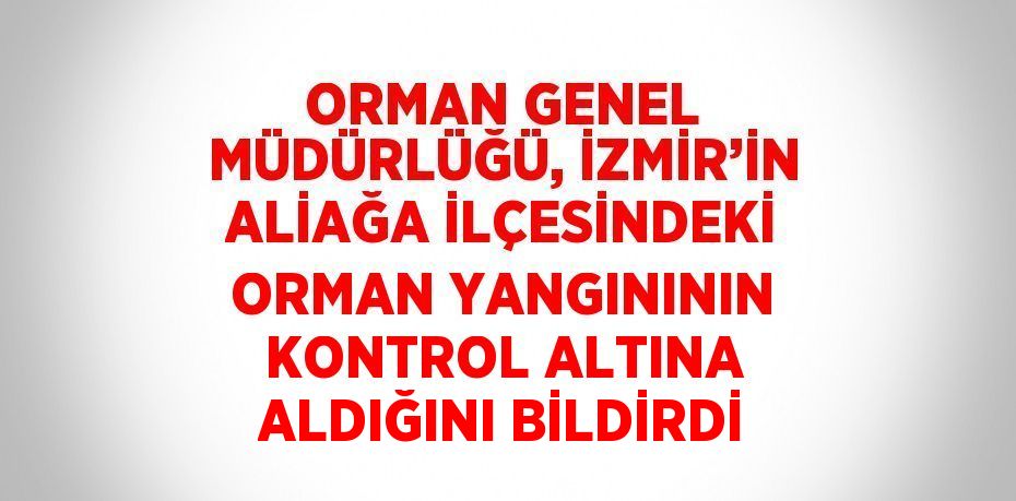 ORMAN GENEL MÜDÜRLÜĞÜ, İZMİR’İN ALİAĞA İLÇESİNDEKİ ORMAN YANGINININ KONTROL ALTINA ALDIĞINI BİLDİRDİ
