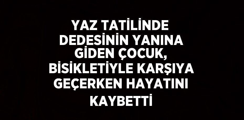 YAZ TATİLİNDE DEDESİNİN YANINA GİDEN ÇOCUK, BİSİKLETİYLE KARŞIYA GEÇERKEN HAYATINI KAYBETTİ