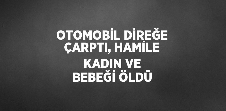 OTOMOBİL DİREĞE ÇARPTI, HAMİLE KADIN VE BEBEĞİ ÖLDÜ