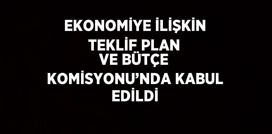 EKONOMİYE İLİŞKİN TEKLİF PLAN VE BÜTÇE KOMİSYONU’NDA KABUL EDİLDİ